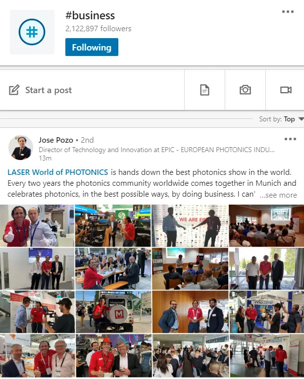 hashtags on linkedin