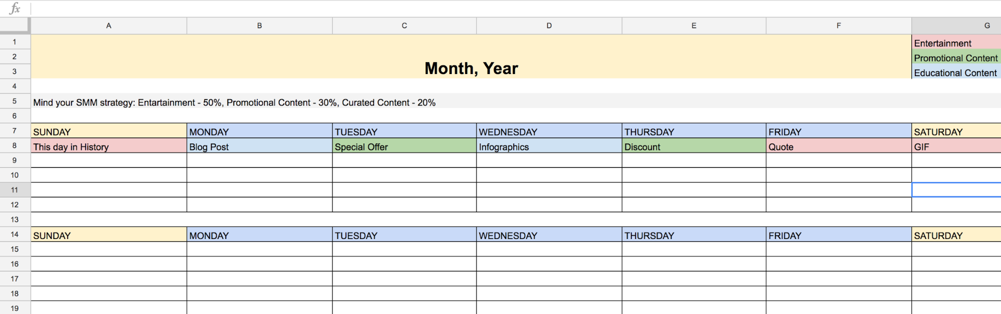 social content plan example