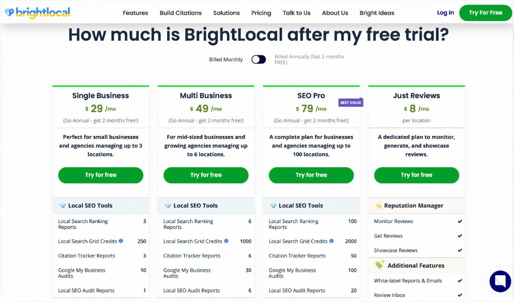 brightlocal pricing 